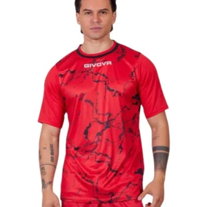 Tricou sport Givova Grafite, Rosu/Negru